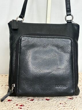 Fossil Black Leather Crossbody Vintage